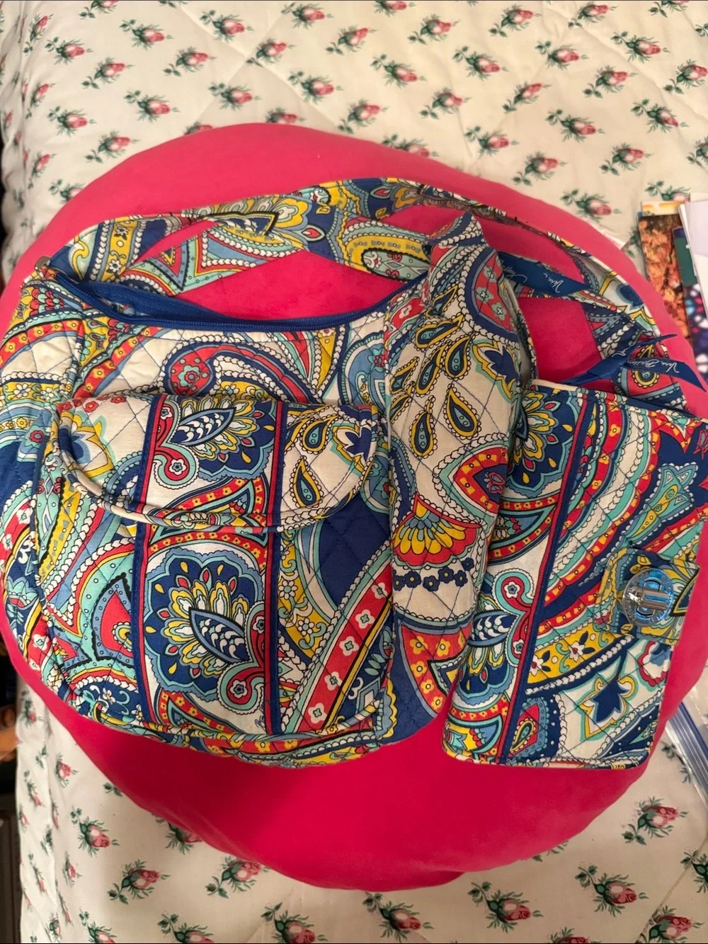 Vera Bradley Multicolor Paisley Quilted Shoulder Bag and wallet set